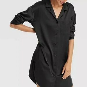 Auden Black Button-Down Sleep Shirt